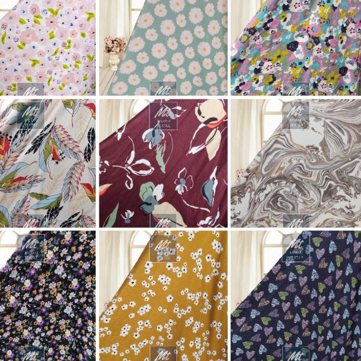 AAL532 Bahan Kain Katun Rayon Viscose Premium Adem Motif Bunga Motif Bunga Kecil Motif Bunga Besar Motif Kotak-Kotak Motif Batik Motif Anak Motif Abstrak Motif Salur Motif Garis Motif Karakter Motif Terbaru Best Seller Meteran *