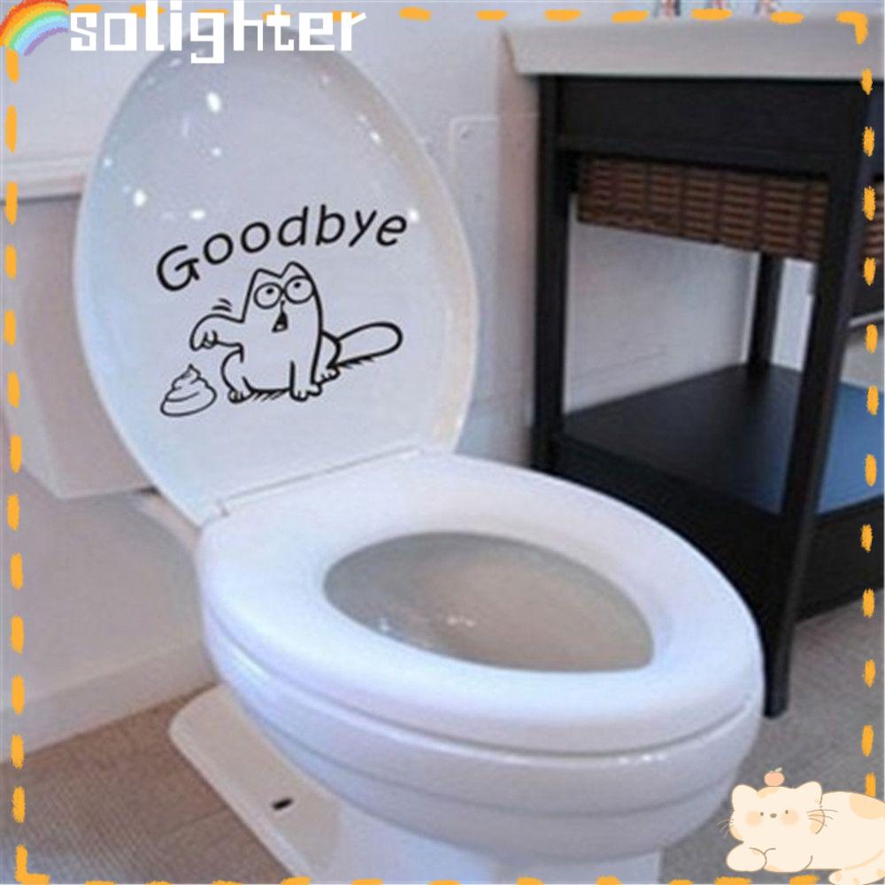 Solighter Toilet Seat Stiker Dekorasi Rumah Kamar Mandi Kartun Dinding Decal