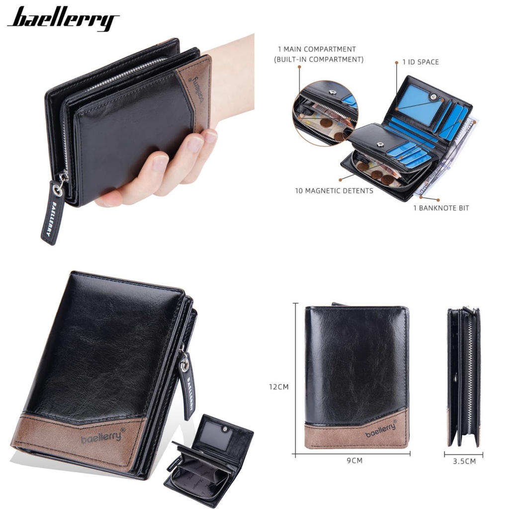 DOMPET LIPAT WANITA KOREA BAELLERRY ORIGINAL KULIT HITAM DRASKO WA631B5 UANG KOIN FASHION BRANDED KARTU RESLETING PREMIUM BATAM REMAJA CEWEK KEKINIAN SIMPLE MURAH