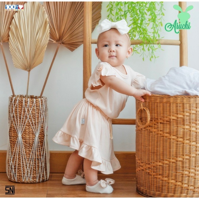 Aruchi Setelan Rok 0-4 Tahun Sweet Cotton Setelan Rok Ruffle Anak Perempuan CBKS