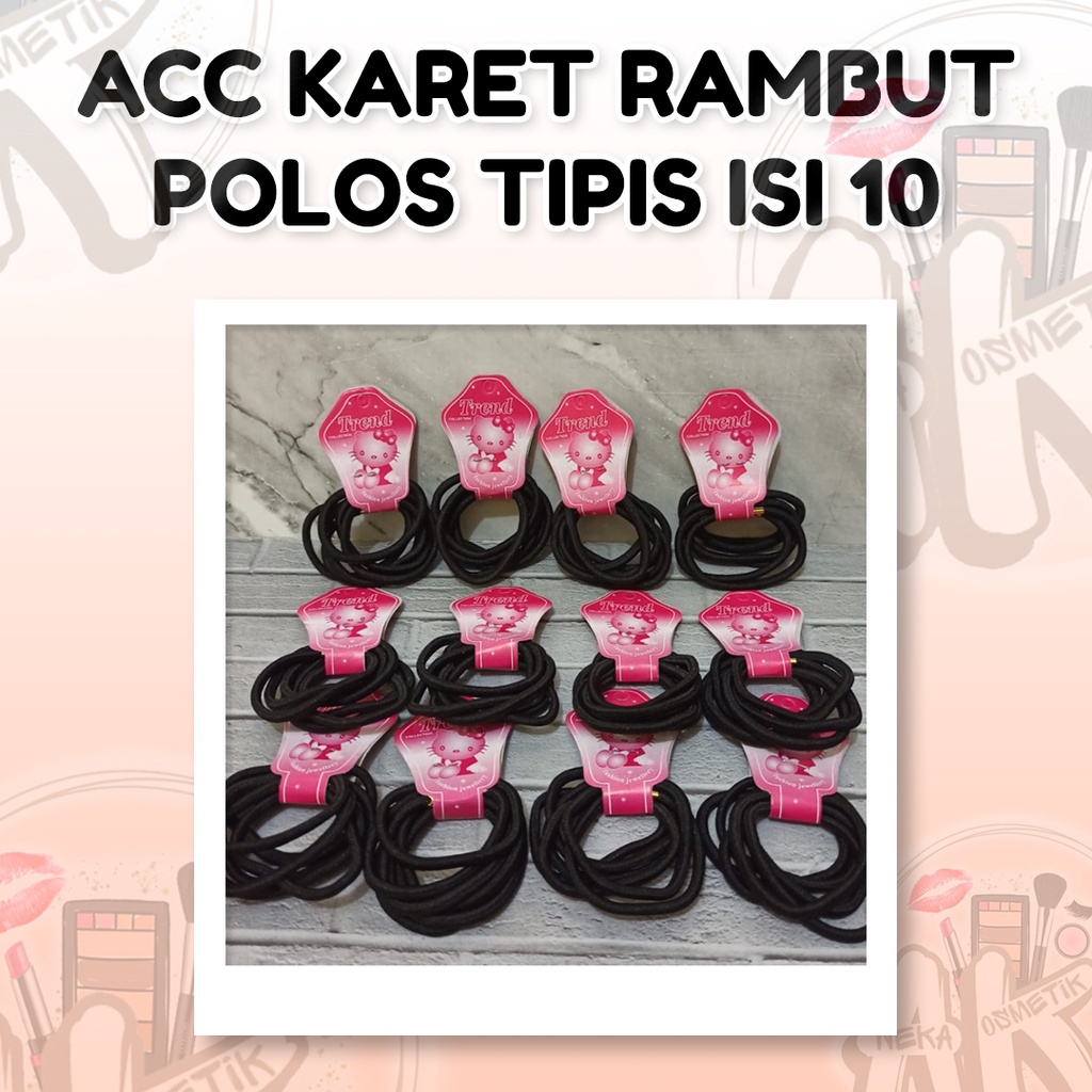 KARET RAMBUT POLOS TIPIS ISI 10 ( WARNA RANDOM )