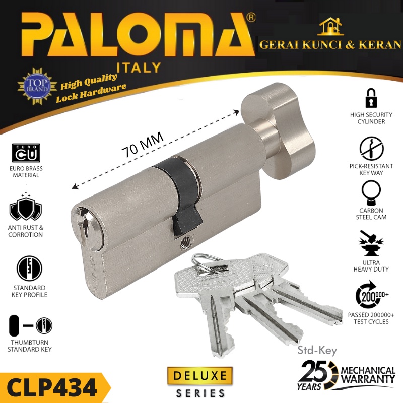 Knob Cylinder PALOMA CLP 434 DELUXE KC-SK 70MM - Standard Key