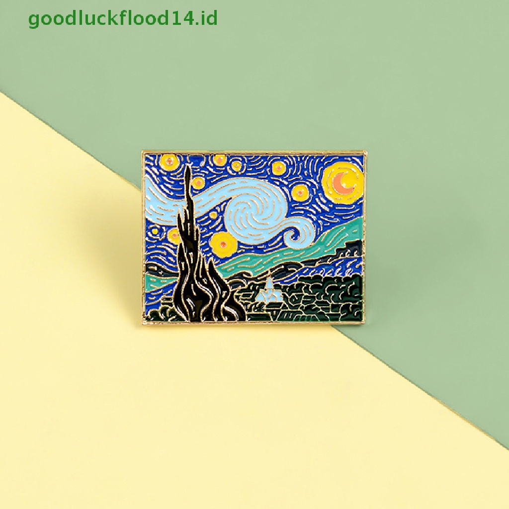 [GOOGFOUR] Van Gogh's Masterpiece Paings Starry Sky Bros Romantis Pin Perhiasan [TOP]