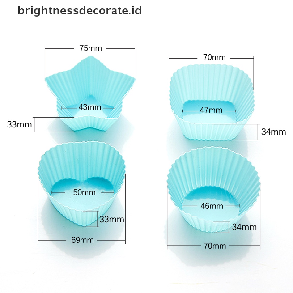 [Birth] 10pcs Silikon Reusable Cetakan Kue Cupcake Muffin Cup Pastry Alat Cetakan Kue [ID]