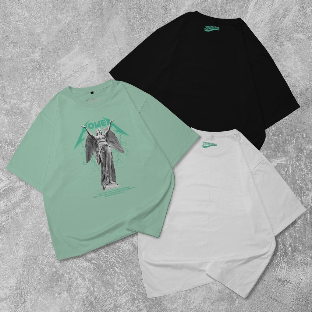 HIPNOP Angel Power Kaos Oversize T-Shirt Cowok Premium