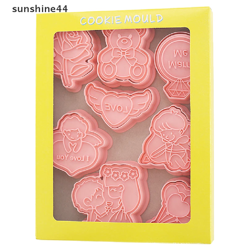 Sunshine 8Pcs 3D Kartun Cookie Cutters Valenes Day Biskuit Cetakan DIY Fondant Decorag Untuk Ulang Tahun Pesta Pernikahan Natal Cookies.