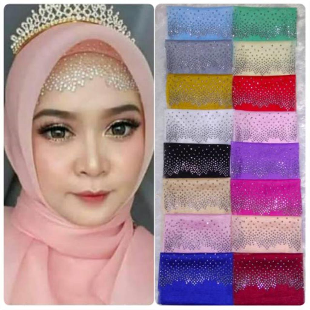 MJS 680. Inner Dalaman Hijab Pesta Diamond Zig-zag Ciput Acara Pesta Bahan Tile