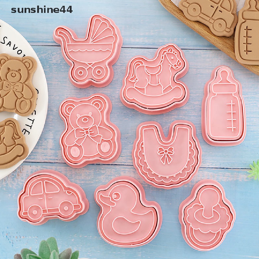 Sunshine 8pcs/Set DIY Cetakan Biskuit Kartun Bayi Cookie Cutter Cartoon Biscuit Mold.