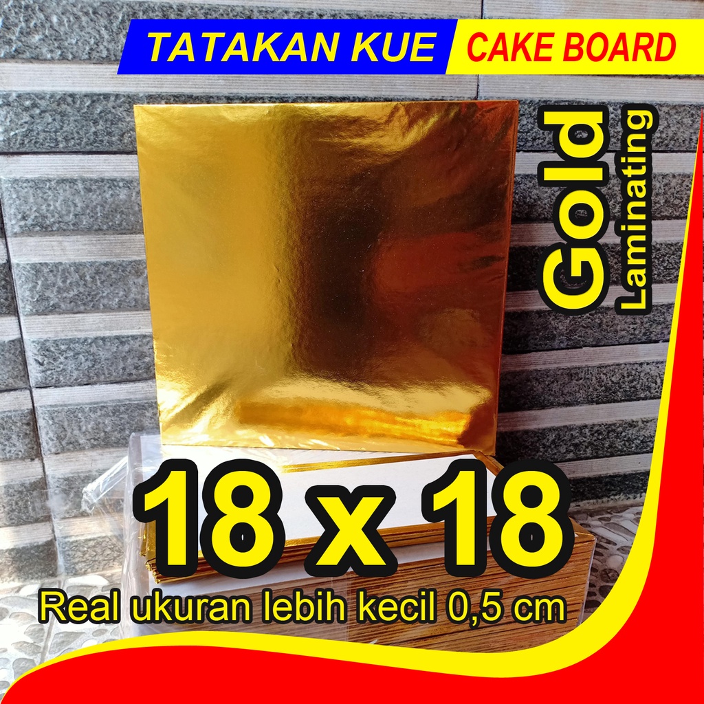 Tatakan kue 18x18 cm GOLD cake board / alas kue ulang emas / alas kue cake/ tatakan kue ultah