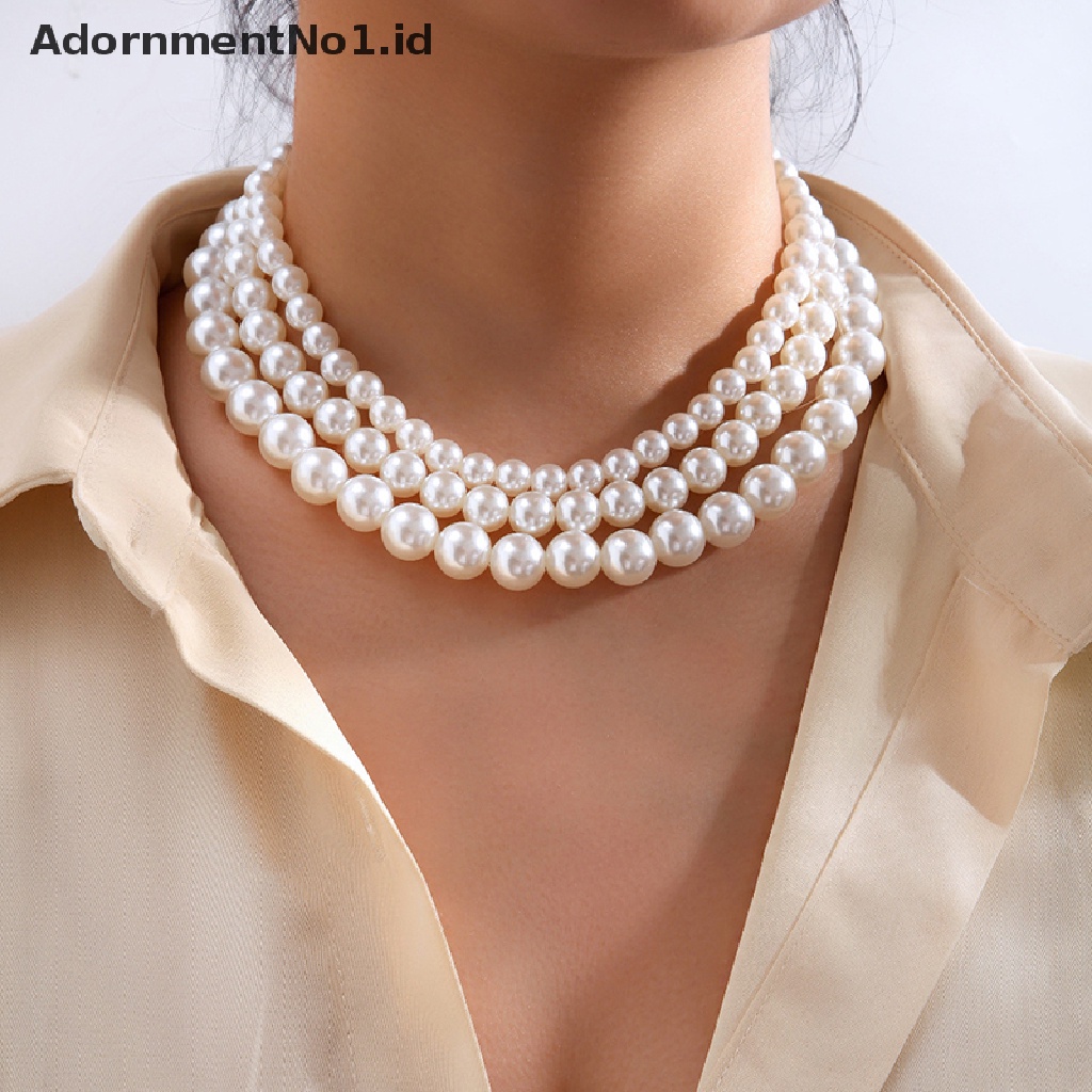 [AdornmentNo1] Kalung Choker Mutiara Imitasi Antik Rantai Goth Kerah Untuk Wanita Fashion Pesona Pesta Pernikahan Perhiasan Hadiah Aksesoris [ID]