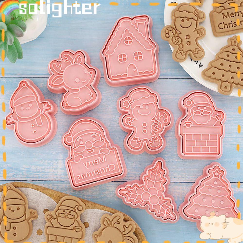 Solighter Cookie Cutters Decor Kits 3D Bakeware Cookie Stamp Kartun Pressable Baking Tools