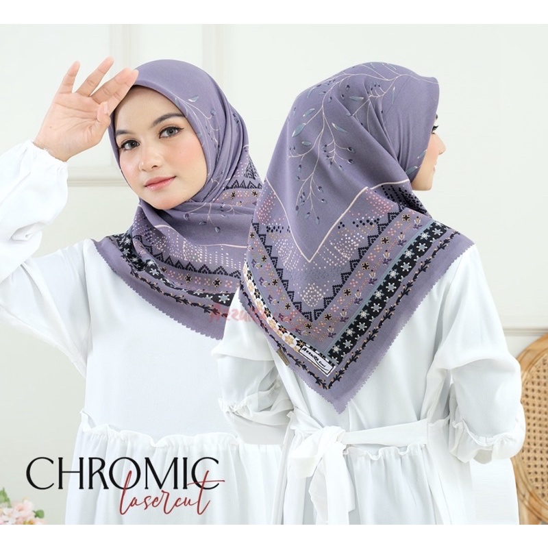 Azzura Scarf Chromic Lasercut Serat Perancis
