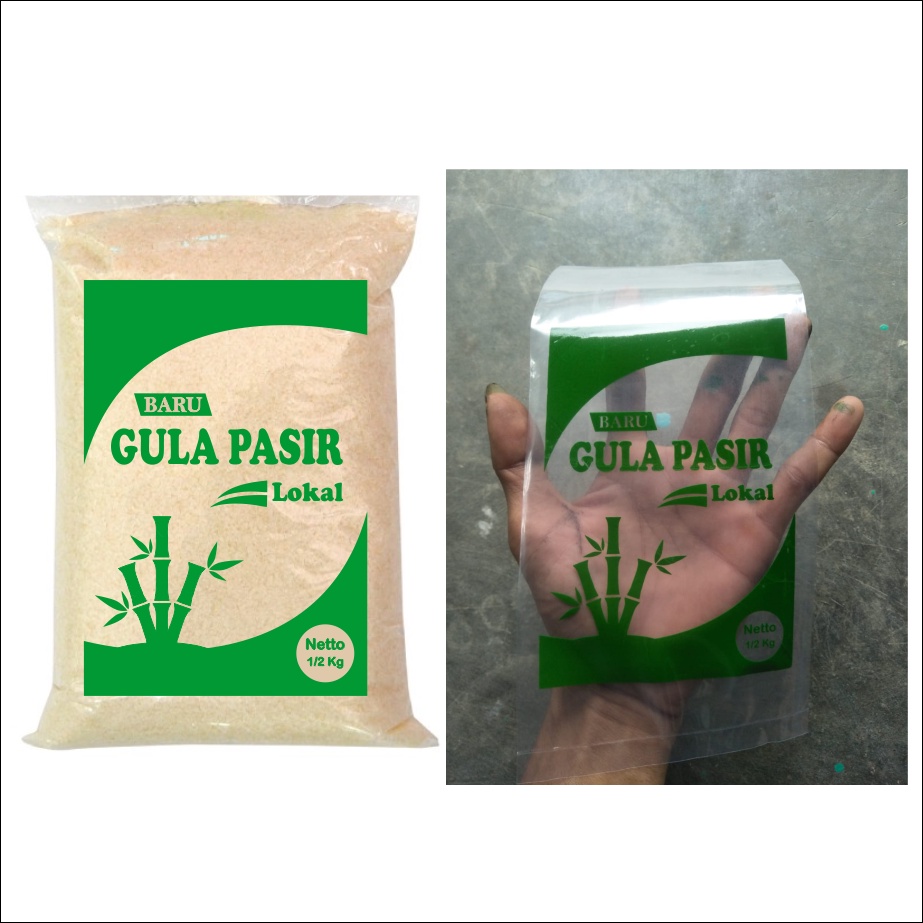 (isi 50 Pcs) PLASTIK KEMASAN GULA PASIR KEMASAN 500 GRM SABLON MURAH