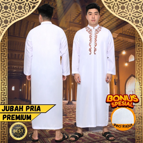 Gamis Jubah Pria Laki-Laki Dewasa Hitam Putih
