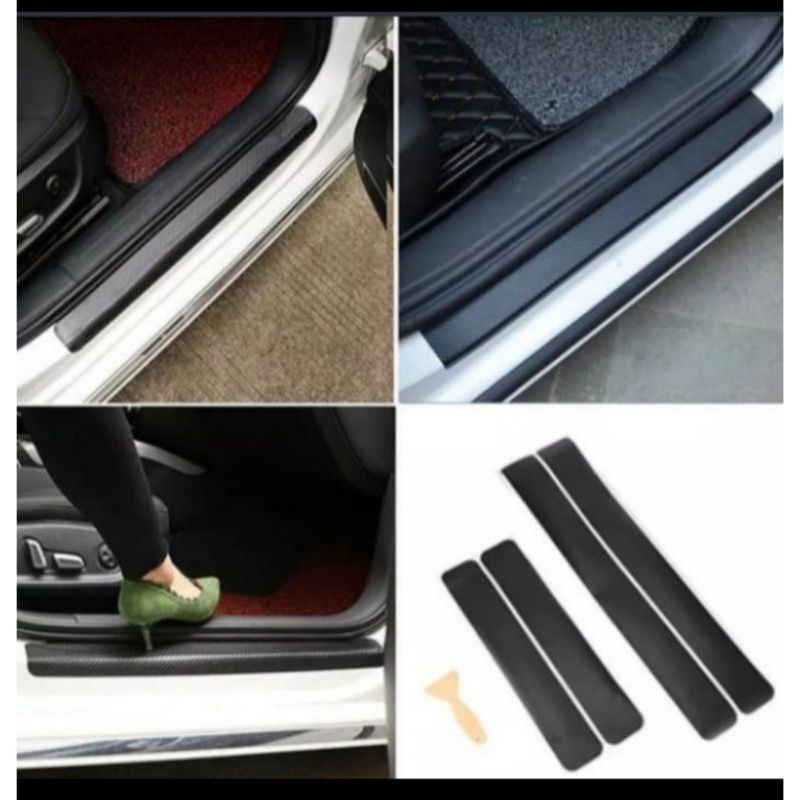 Sillplate samping injakan kaki model sticker anti baret CARBON mobil Pajero Sport