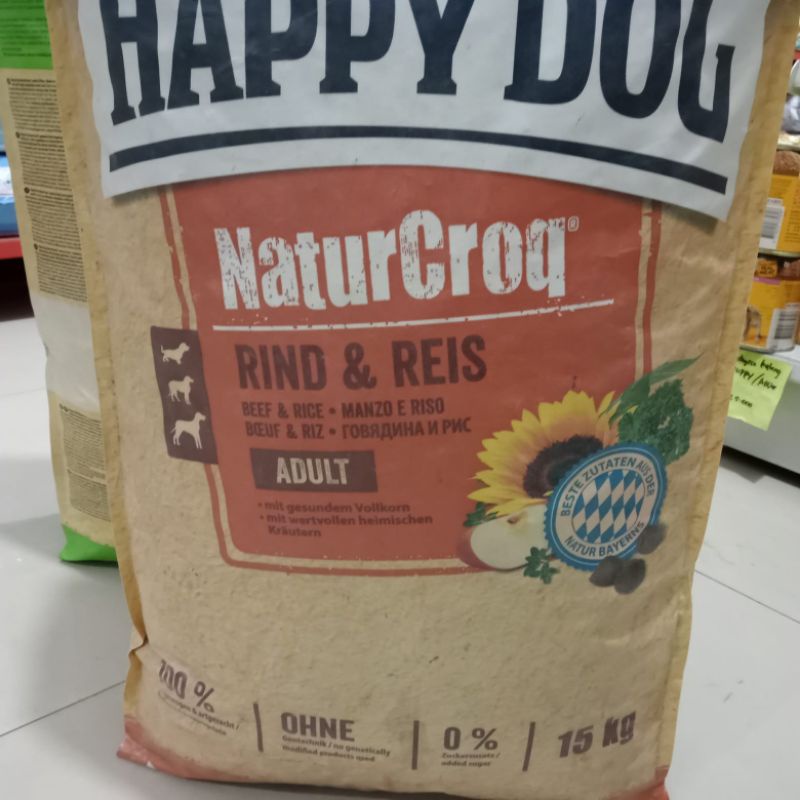 Happy Dog NaturCroq Beef &amp; Reis adult 15kg (Go-jek only) makanan anjing dewasa good dogfood happy dog