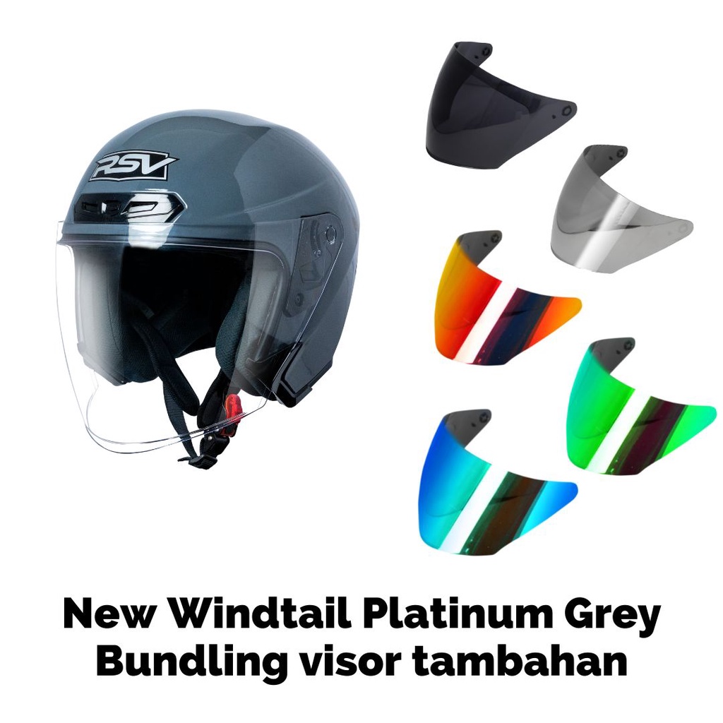 Jual Helm Rsv New Windtail Platinum Grey Glossy Single Visor Bundling Visor Tambahan Shopee