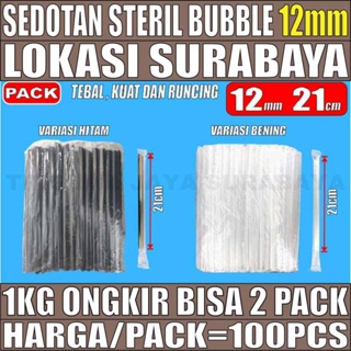 Sedotan Bubble Steril 12mm Boba Straw Panjang Runcing 21cm Higienis Buble 1221 Murah Surabaya