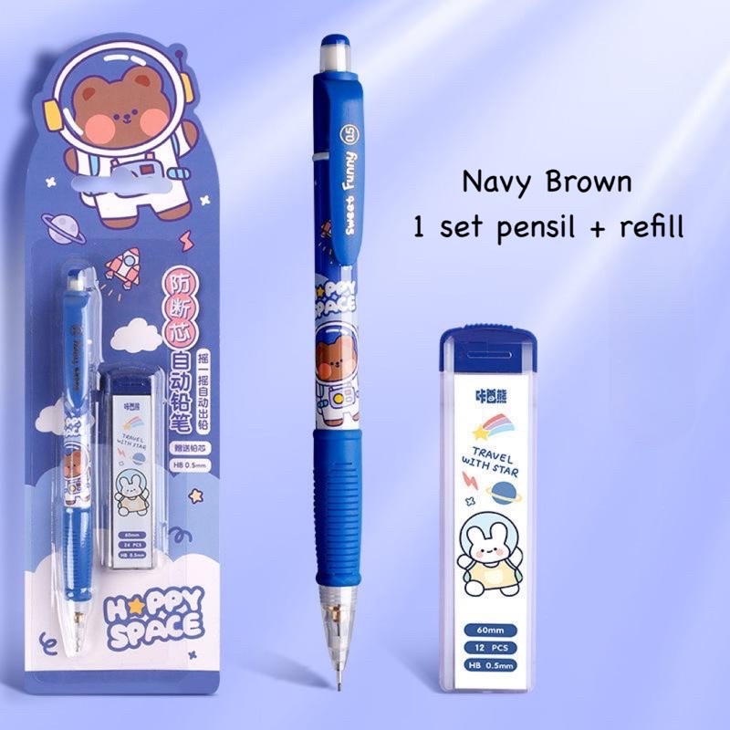 PENSIL MEKANIK SET ISI ULANG +FREE REFFIL PENCIL AESTHETIC LUCU