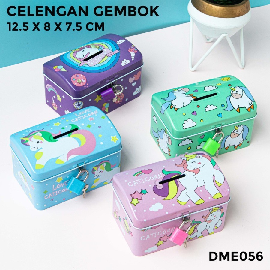 EM Celengan Piggy Bank Kunci Gembok Peti Unicorn LUCU