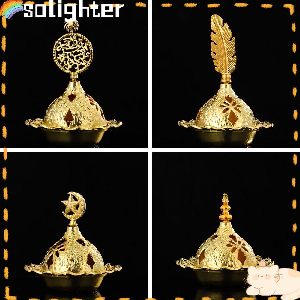 Solighter Metal Incense Burner Hollow Vintage Buddhism Gaya Arab Dekorasi Rumah Tungku Aromaterapi Tempat Pedupaan