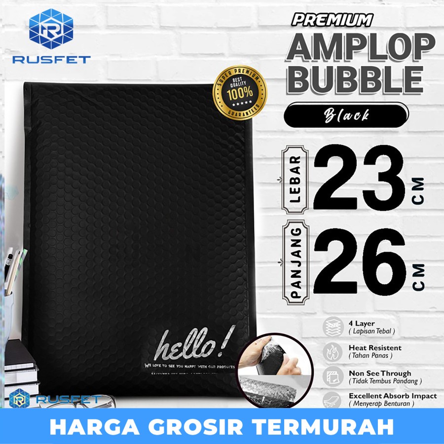 

AMPLOP BUBBLE WRAP BLACK 23X26CM WRAP ENVELOPE RUFSET SATUAN HITAM