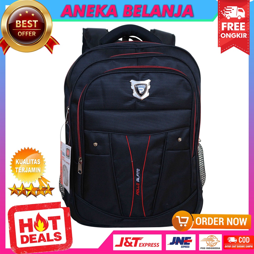 Fashionable Backpack Khusus Cowok Alfito Bordir Coklat Merah Ekonomis Tas Sekolah Kuliah Kerja Murah