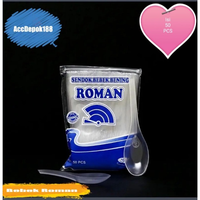 Sendok Makan Bebek Plastik Bening Roman Bening Isi 50 pcs