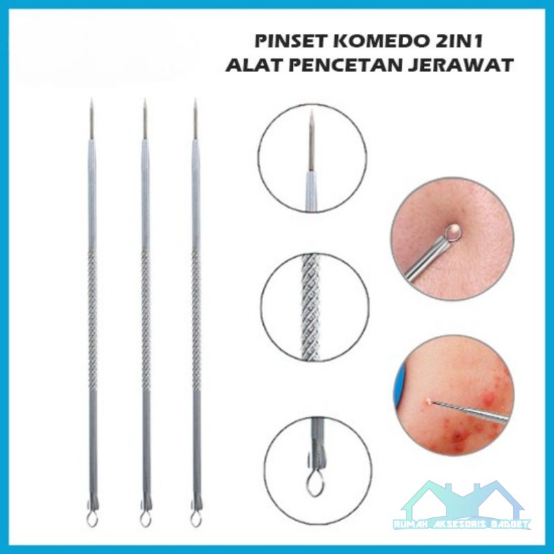 PINSET penghilang penekan KOMEDO jerawat facial blackhead 2 in 1