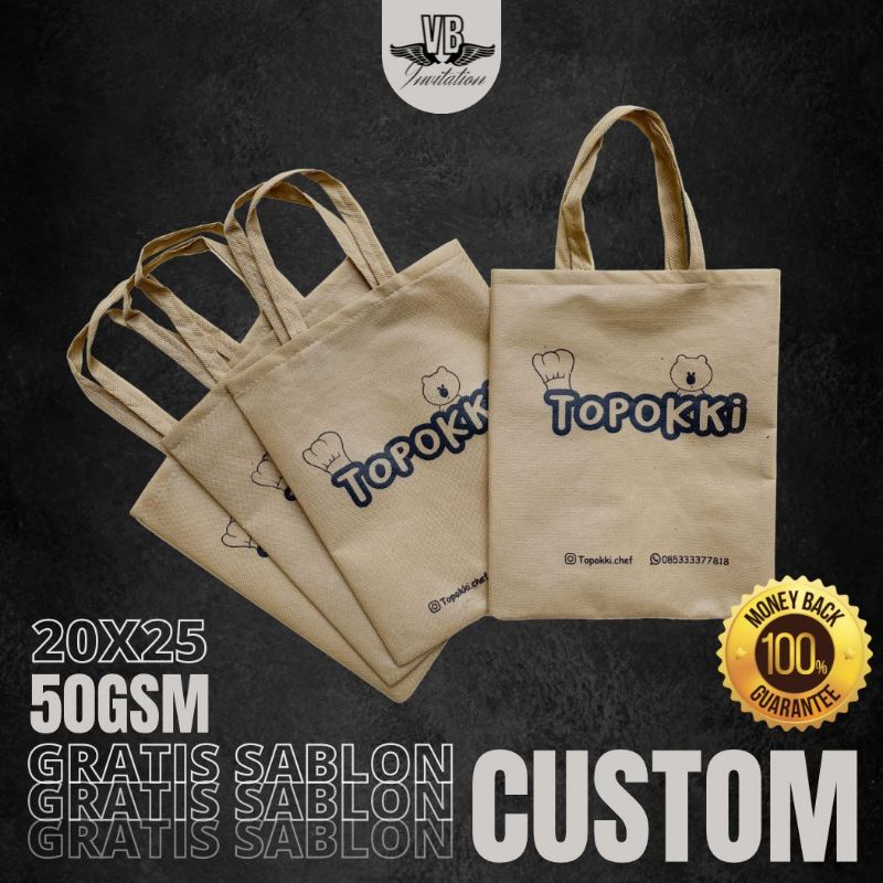 TAS PROMOSI OLSHOP SEMINAR COSMETIC FREE SABLON TAS SOUVENIR PERUSAHAAN TERMURAH F 20X25 50GSM