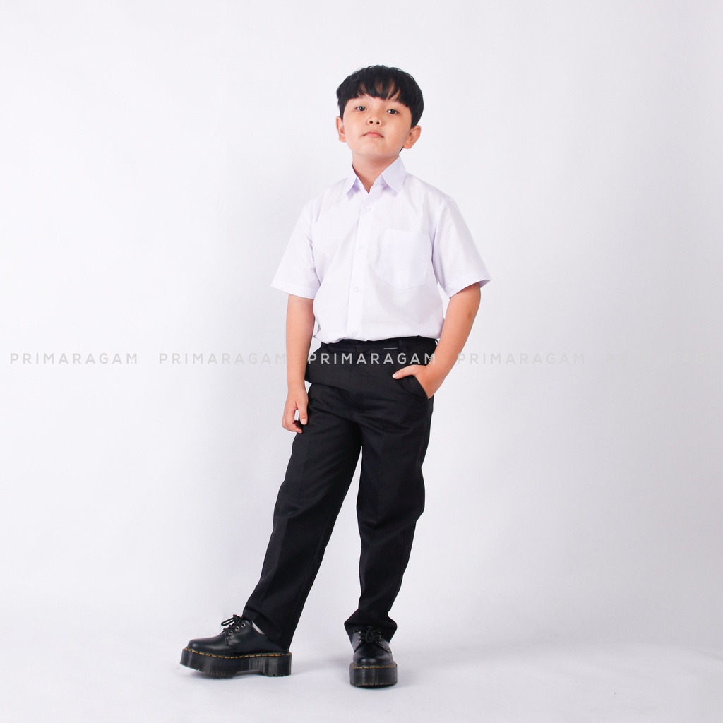 Primaragam Kemeja Putih Polos Lengan Pendek Ospek Magang Sekolah Sd Smp Sma Laki Perempuan