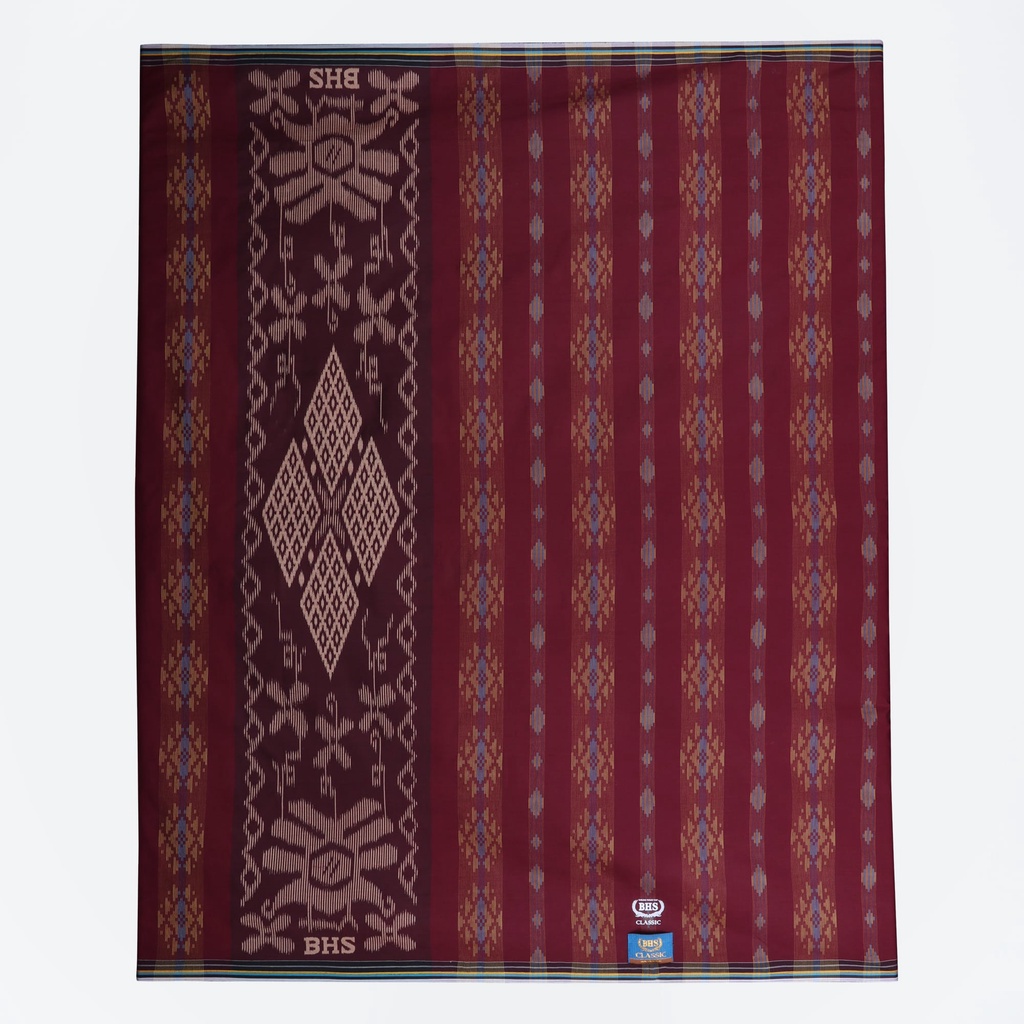 Sarung BHS Classic Gold Motif Kawung Dobby Merah Tua 02 / BHS KDB