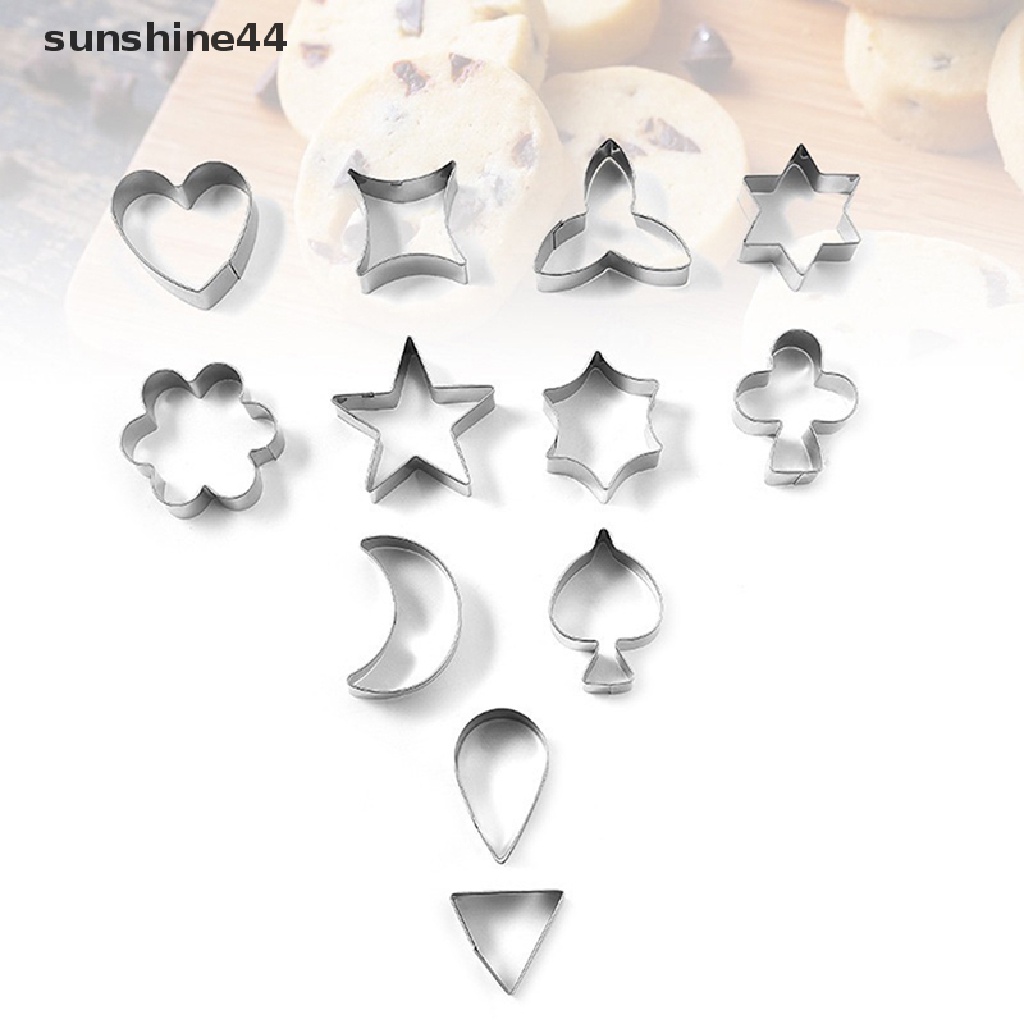 Sunshine 12Pcs Cetakan Kue Kering Bentuk Anak-Anak Rumah Baking Bentuk Poker Cetakan Stainless Steel.