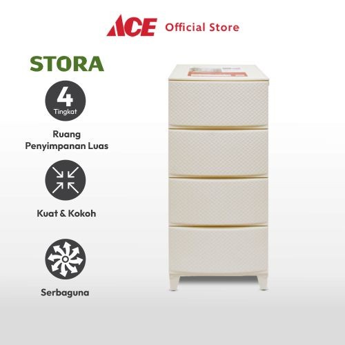 Laci Ace - Krishome Laci Penyimpanan 4 Tingkat - Krem