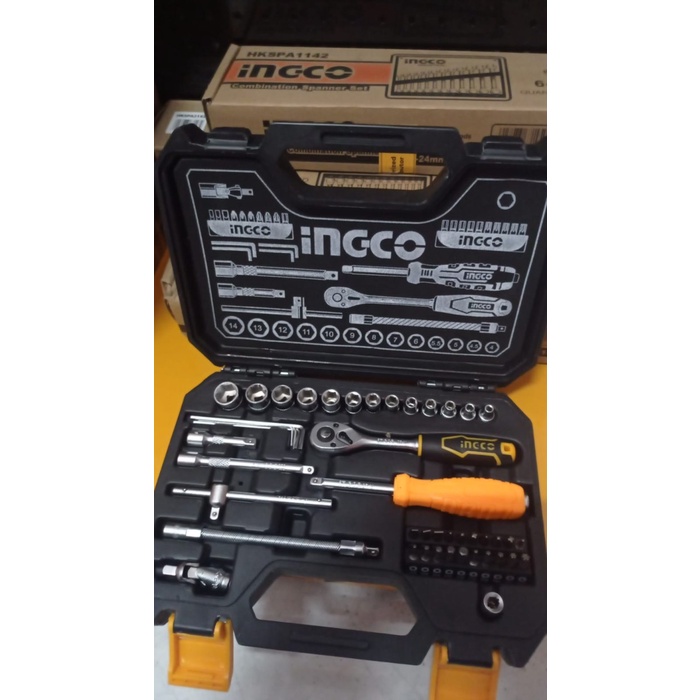 45Pcs 1/4 Socket Set Ingco Hkts14451 Kunci Sok Soket Set 1/4 Inch