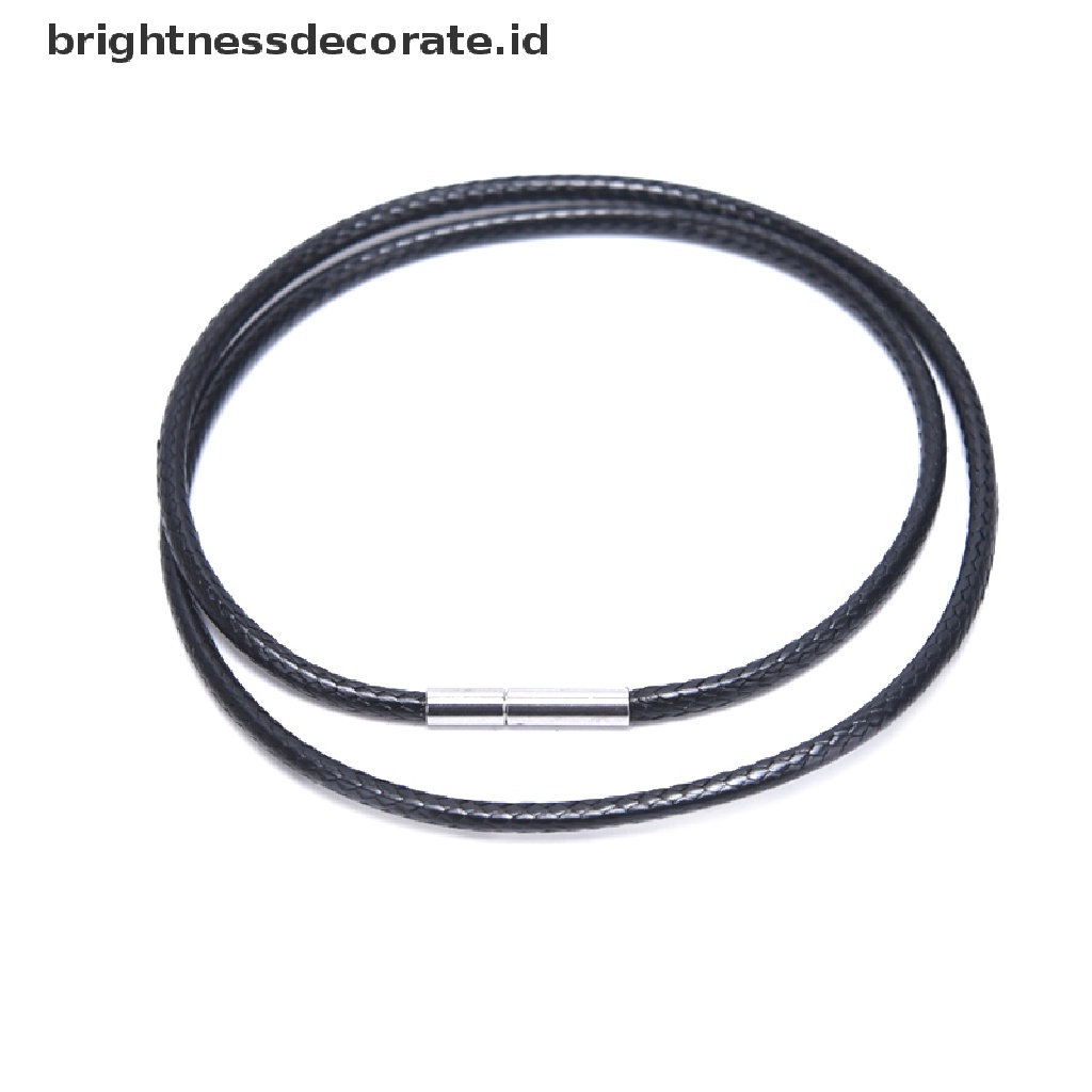 [Birth] Lilin Hitam Tali Kulit Stainless Steel Rotary Clasp Kalung Choker Tali Perhiasan [ID]