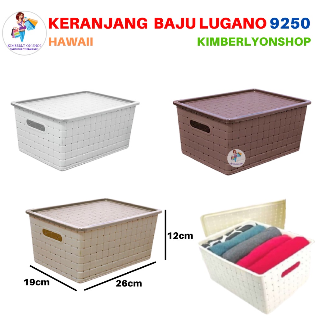 Keranjang Pakaian Serbaguna Lugano + Tutup Plastik S 9250 Hawaii