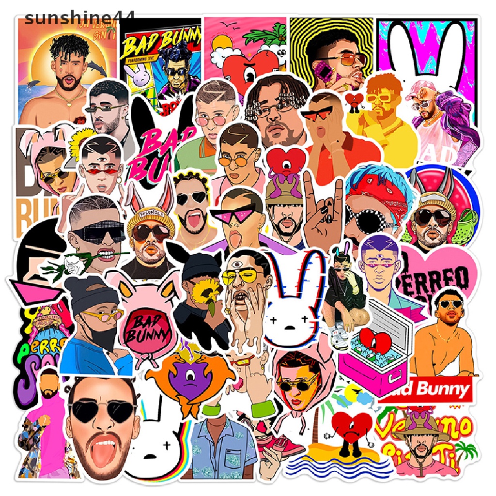 Sunshine 50pcs Bad Bunny Album Baru Un Verano Sin Ti Graffiti Stickers Decals Mainan DIY Koper Telepon Laptop Sepeda Stiker.