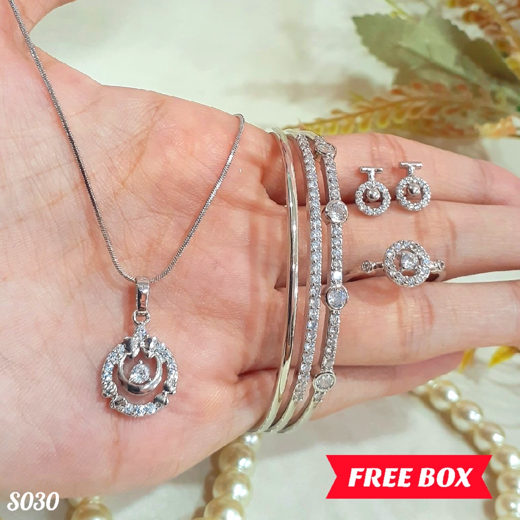 PGX Set Perhiasan Xuping Cincin Gelang Kalung Anting Lapis Emas - S030