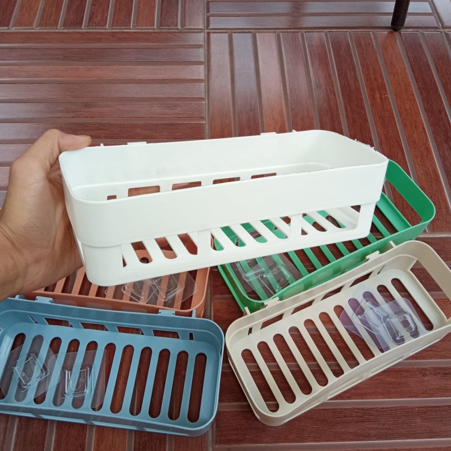 RAK PLASTIK KOTAK TEMPEL / DINDING KAMAR MANDI / DAPUR KERAMIK / SABUN