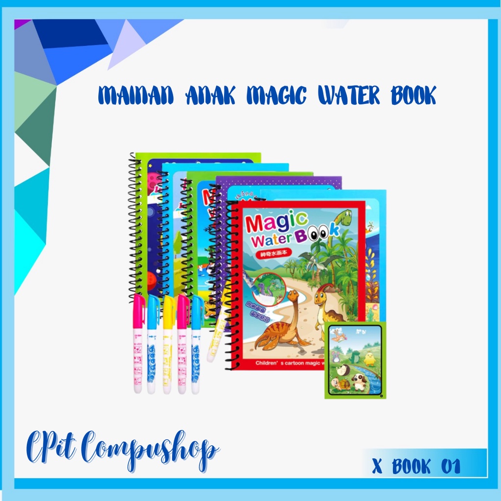 

Mainan Anak Magic Water Book Buku Air Gambar Warna Free Pena Edukasi
