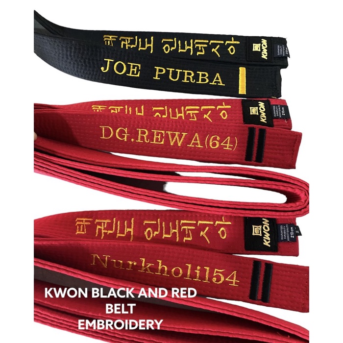 SABUK MERAH TAEKWONDO MERK KWON-BORDIR