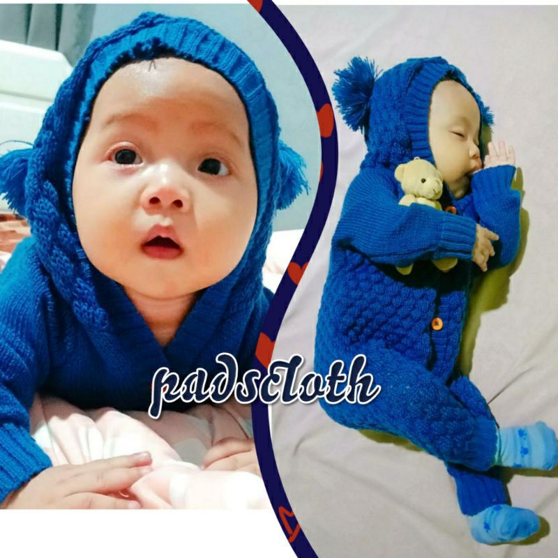 JUMPSUIT RAJUT HALUS POPCORN BAYI 0-12 BULAN