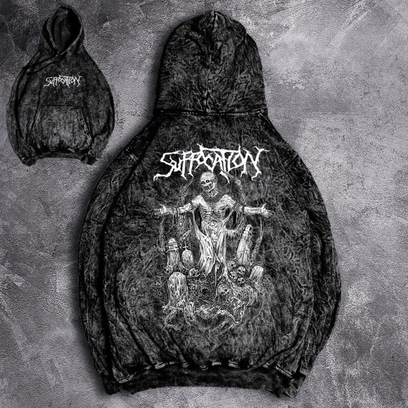 Jaket Pria Hoodie Sandwash Motif Suffocation Casual Good Brand Quality Washed Grey