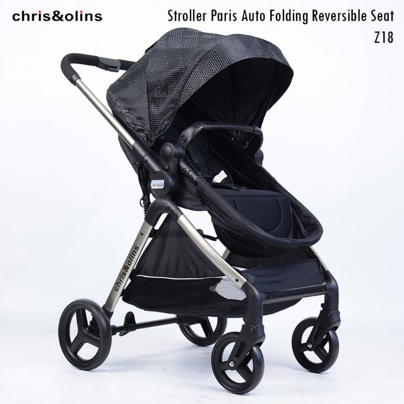 Stroller Chris&olins Z18 Paris Auto Folding Reversible Kereta Dorong Bayi