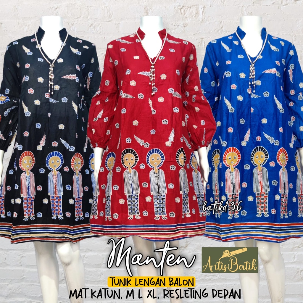 NEW ARRIVAL MANTEN LENGAN BALON  TUNIK BATIK  JUMBO TUNIK PREMIUM MOTIF KARAKTER BATIK WUDHU FRIENDL