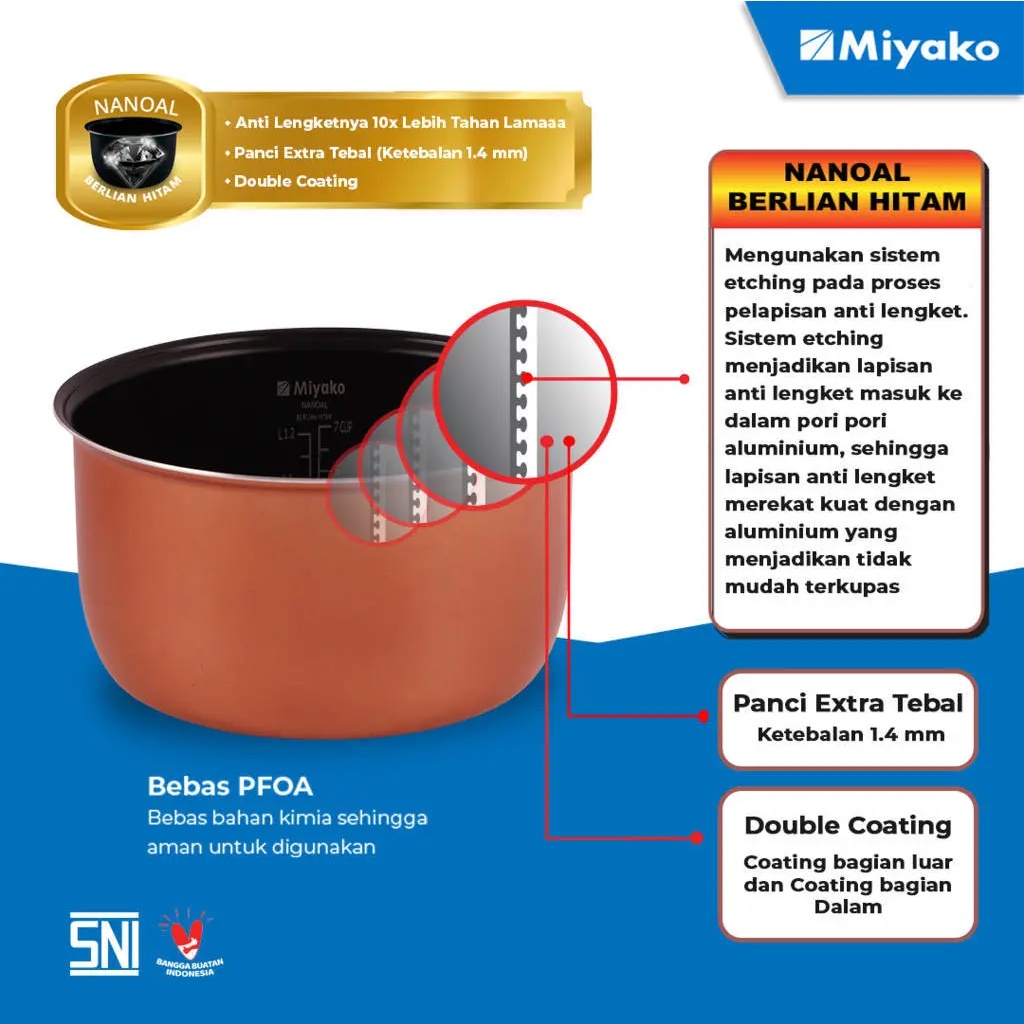 Miyako Magic Com / Rice Cooker 586 BH 1,8L 3 In 1 Berlian Hitam Anti Lengket Garansi Resmi