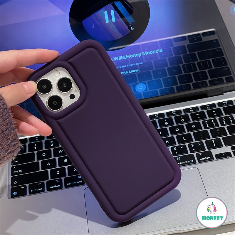 IPHONE Fashion Ungu Airbag Ponsel Case Kompatibel Untuk Iphone14 13 12 11 Pro Max 14 Pro Max Shockproof Matte Cair Silikon Lembut TPU Belakang Ponsel Cover