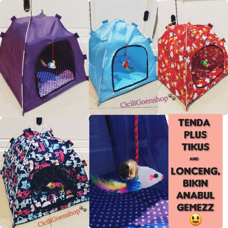 Tenda anabul pake TIKUS DAN LONCENG kamar Kucing anjing gratis Alas Copot Kasur pet tent portable praktis lipat