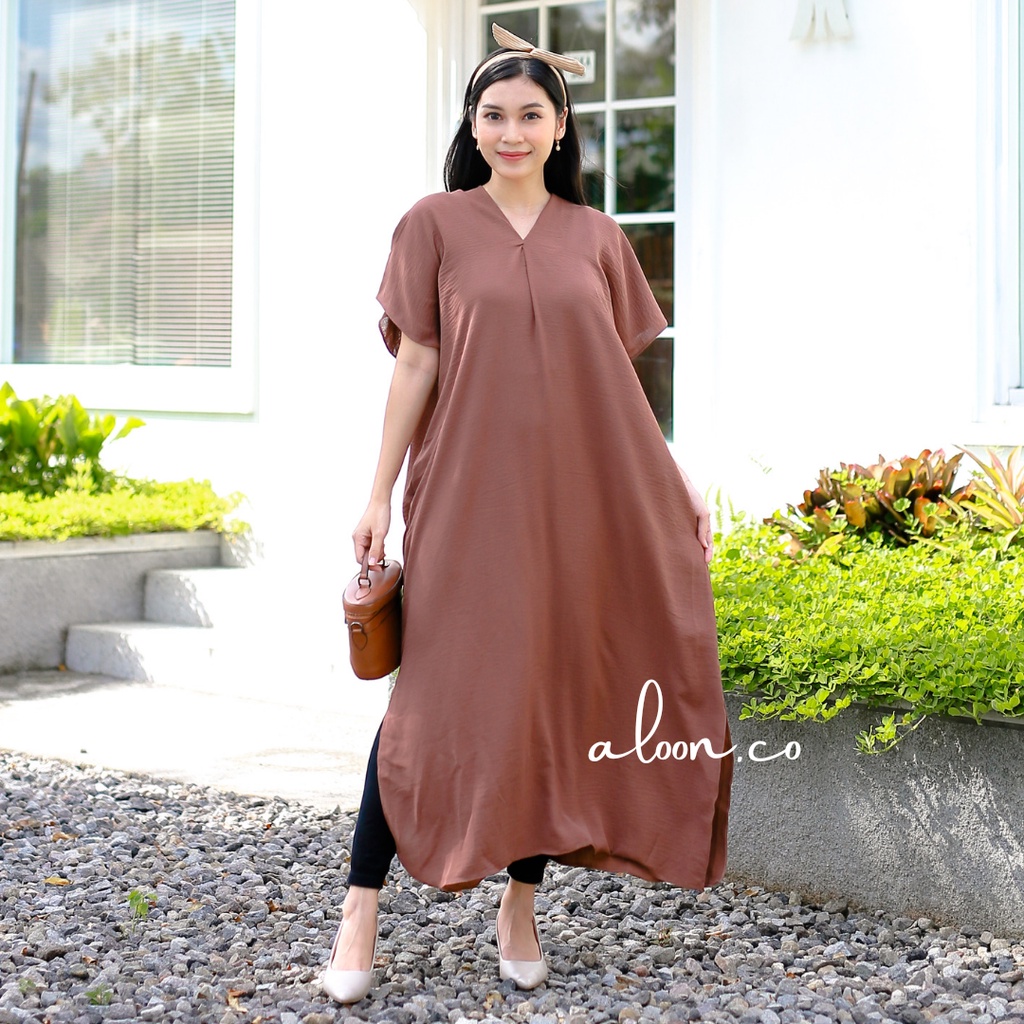 Emilia Midi Dress Crinkle Airflow – Midi Dress Muslim Jumbo – Dress Oversize